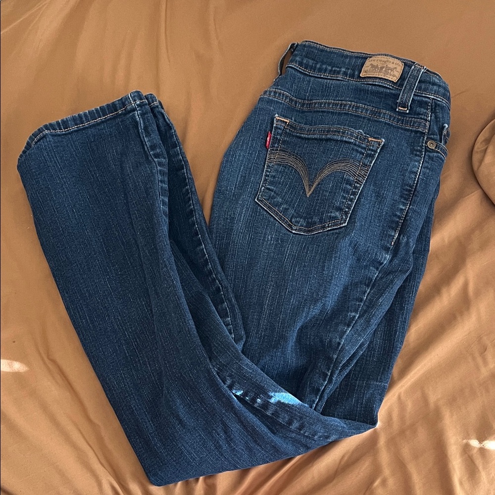 Levi's Dark Blue Straight Leg Jeans - Picture 2 of 4